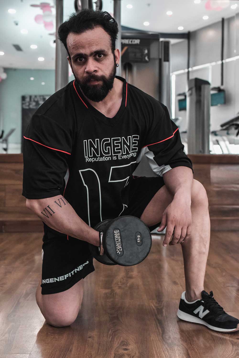 Brand Ambassador Bodybuilding Champion Nitin Sharma in InGene Fitness Black Signature T-Shirt