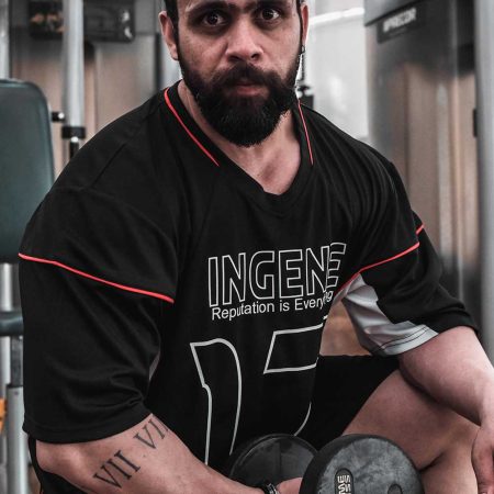 Brand Ambassador Bodybuilding Champion Nitin Sharma in InGene Fitness Black Signature T-Shirt